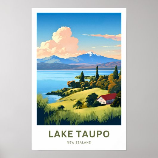 Lake Taupoニュージーランド旅行印刷 ポスター (正面)