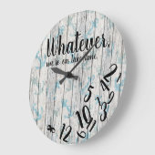 Lake Time Rustic Wood Funny Retirement Lake Home ラージ壁時計 (傾斜)