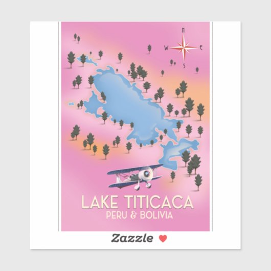 Lake Titicaca,ペルー,ボリビア湖地図と旅行アート シール (シート)