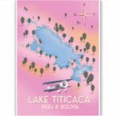 Lake Titicaca,ペルー,ボリビア湖地図と旅行アート シール (正面)
