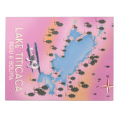 Lake Titicaca，ペルー，ボリビア湖地図と旅行アート ノートパッド (正面)