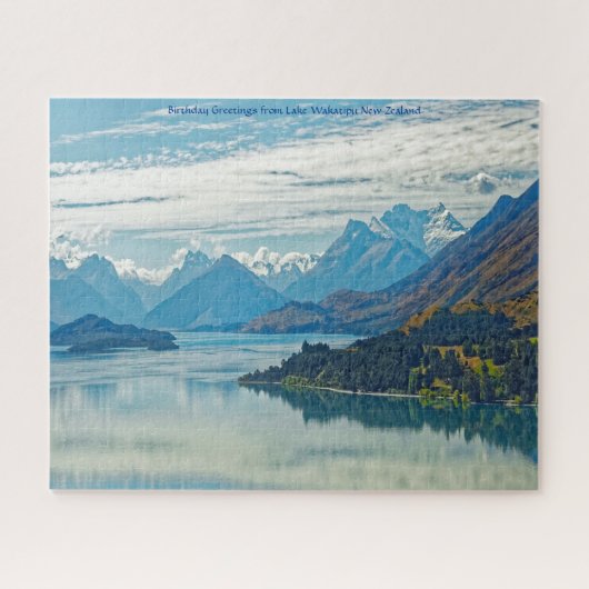 Lake Wakatipuニュージーランドからの誕生日の挨拶 ジグソーパズル (横)