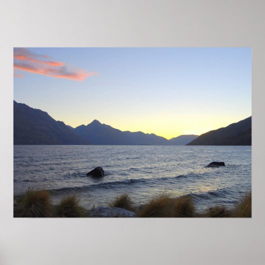 Lake Wakatipu at Sunset, Queenstown, NZ ポスター (正面)