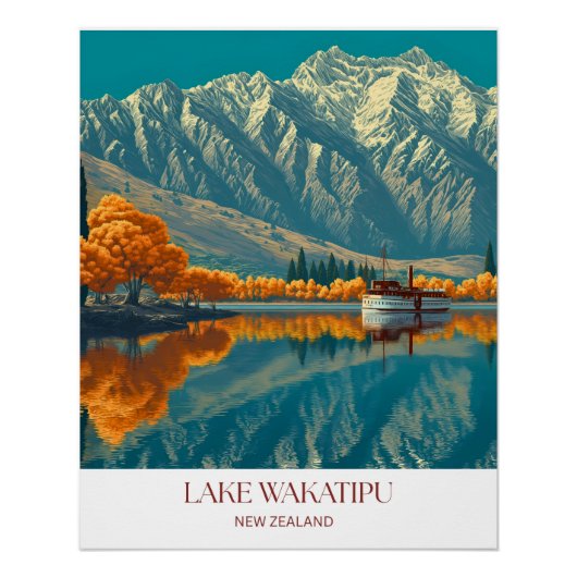 Lake Wakatipu Print | New Zealand Wall Art ポスター (正面)