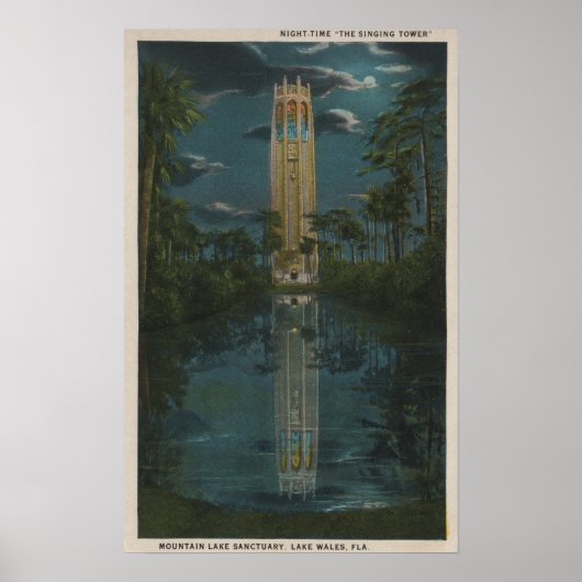 Lake Wales, FL – 湖と歌の景色 ポスター (正面)