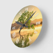 Lake Wanaka Tree New Zealand Travel ラウンド壁時計 (傾斜)