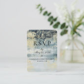 Lake Water Green & 絵画金ゴールドのオンラインRSVPカード コーリングカード (スタンド正面)