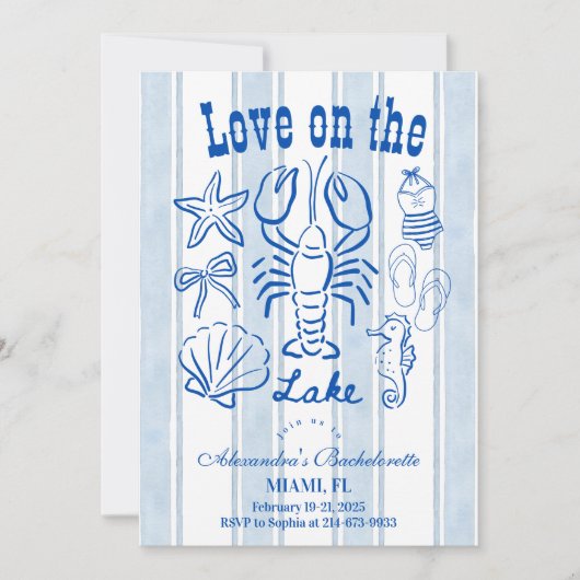 Lake Weekend Bachelorette Party 招待状 (正面)