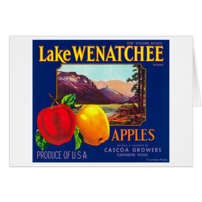 Lake Wenatchee Apple Label （青） – カシミヤ，ワシントン (正面横)