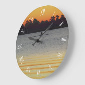 Lake Wendouree Calm Before Nightfall ラージ壁時計 (傾斜)