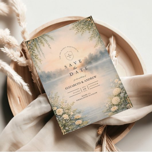 Lake Wildflower Forest Romance Wedding セーブザデート