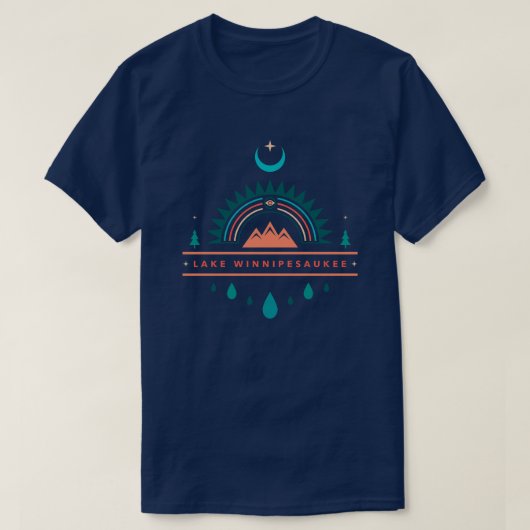 LAKE WINNIPESAUKEE boho rainbow Tシャツ (デザイン正面)