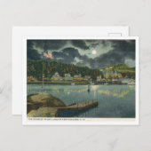 Lake Winnipesaukee, NH The Weirs at Night 1910s ポストカード (正面/裏面)