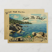 Lake Winnipesaukee Save The Dateヴィンテージポストカード 案内ポストカード (正面/裏面)