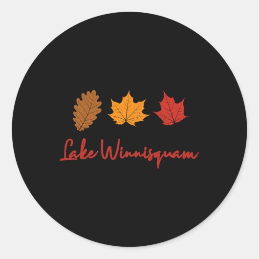 Lake Winnisquam Fall Foliage Autumn Leaf Ing Oak M ラウンドシール (正面)