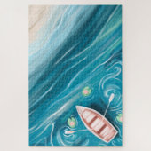 Lake With Whales & Lilly Pads Oil Painting ジグソーパズル (縦)