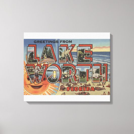 Lake Worth, Florida – ラージレターシーン キャンバスプリント (正面)