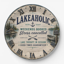 Lakeaholic Rustic Lake House Cabin Retreat Decor ペーパープレート
