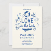 Lakehouse Bachelorette Party Love Lake Blue Stripe 招待状 (正面)