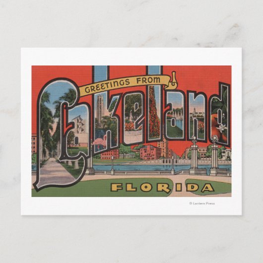 Lakeland, Florida – ラージレターシーン ポストカード (正面)