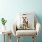 Lakeland Terrier Watercolor Personalized Dog クッション (椅子)