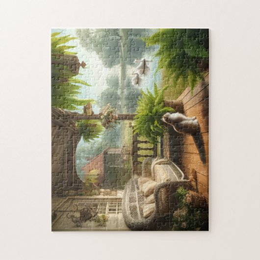 Lakeside Swans Serene Morning View Calming Gift ジグソーパズル (縦)