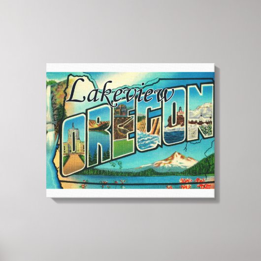 Lakeview, Oregon – ラージ・レター・シーン キャンバスプリント (正面)