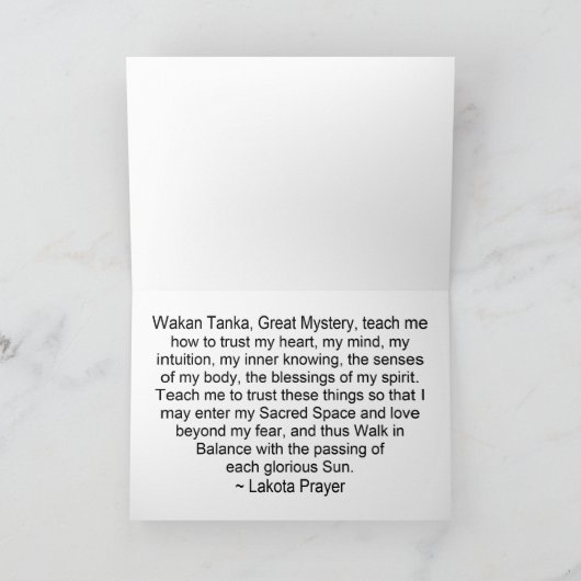 lakotaの祈りの言葉の挨拶状 カード (内部)