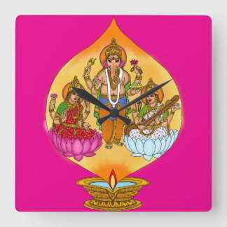 Lakshmi Ganesh Wall Clock スクエア壁時計