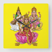Lakshmi Ganesha Wall Clock スクエア壁時計 (正面)