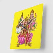 Lakshmi Ganesha Wall Clock スクエア壁時計 (傾斜)