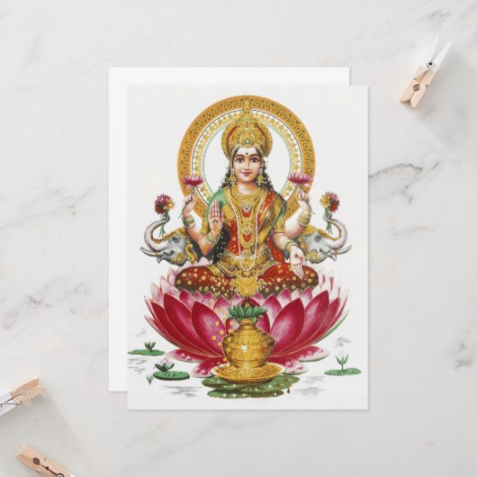 Lakshmi Hindu Goddess カード (正面/裏面インサイチュ)