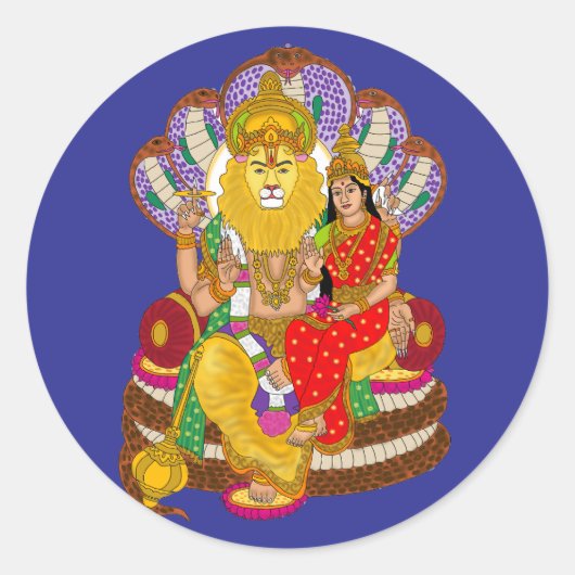 Lakshmi Narasimha Sticker ラウンドシール (正面)