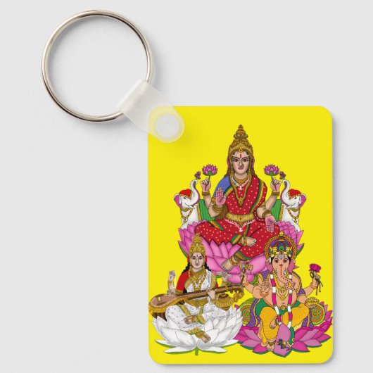 Lakshmi Saraswati Ganesha Keychain キーホルダー (正面)