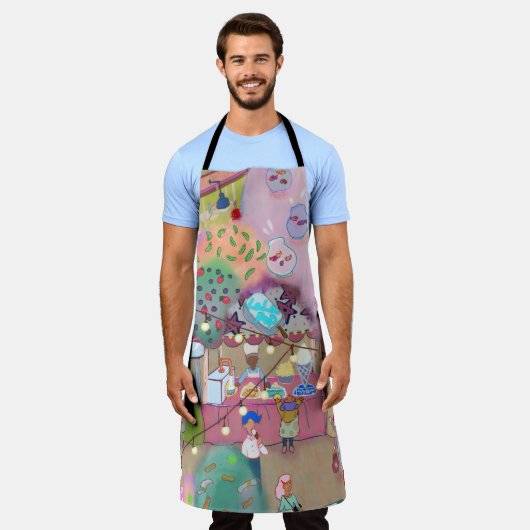 LALATOWN All-Over Print Apron エプロン (着用した状態)