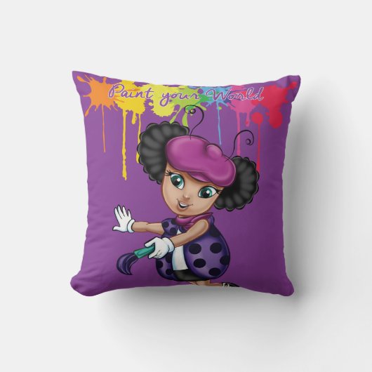 LaliBella "ペンキあなたの世界"の装飾用クッション クッション (正面)