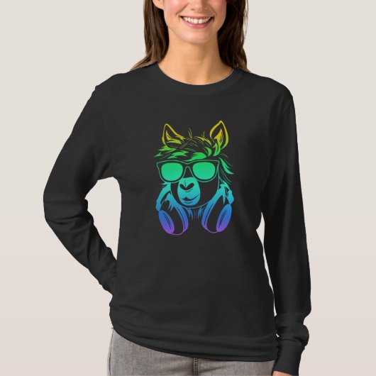 Lama DJ gift for alpaca fans IパーティーDJans Tシャツ (正面)