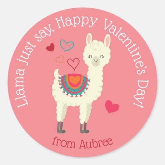 LAma Just Say Valentineステッカー ラウンドシール (正面)