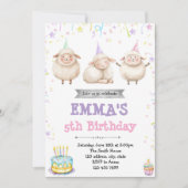 Lamb birthday party invitation 招待状 (正面)