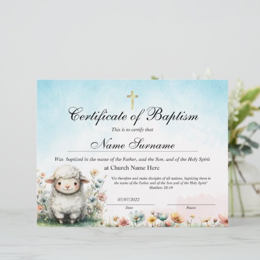 Lamb Certificate of Baptism, Baby Dedication (スタンド正面)
