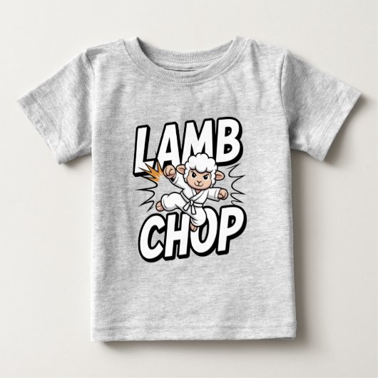 Lamb Chop! Funny Karate Lamb in Gi ベビーTシャツ (正面)