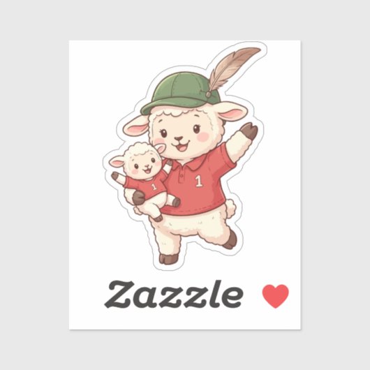 Lamb Family Fan with Alpine Hat シール (シート)