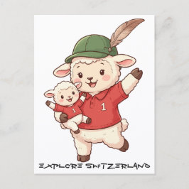 Lamb Family Fan with Alpine Hat ポストカード