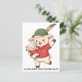 Lamb Family Fan with Alpine Hat ポストカード (スタンド正面)