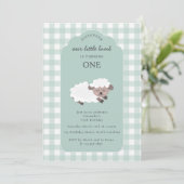 Lamb Farm Party Animals Boys 1st Birthday Boy 招待状 (スタンド正面)