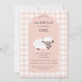 Lamb Farm Party Animals Girls 1st Birthday Girl 招待状 (正面)