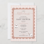 Lamb Farm Party Animals Pink Girl Baby Shower 招待状 (正面)