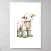 Lamb in Sage Green Boots Poster Kids Room Decor ポスター (正面)