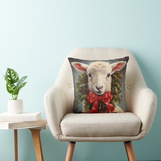 LAMB n WREATH CHRISTMAS PILLOW クッション (椅子)