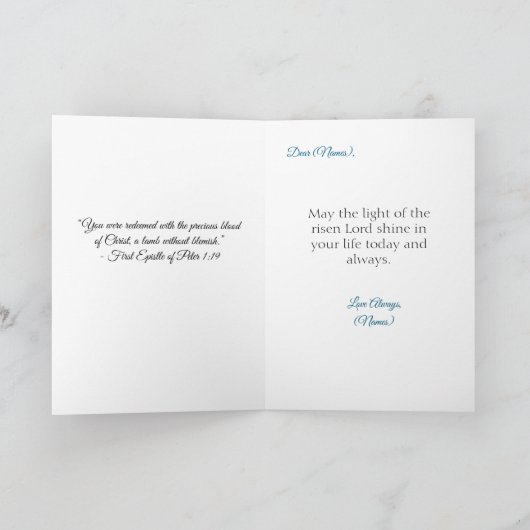 Lamb of God Easter Blessing カード (内部)